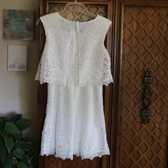 MY MICHELLE Sleeveless Lace Overlay Popover A-line Dress NWT! - White, Size 4 - Picture 6 of 16
